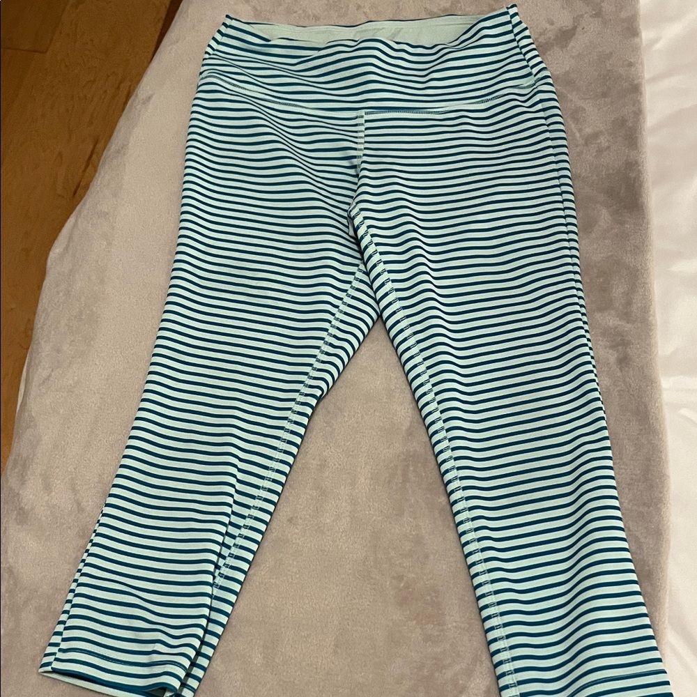 New Balance Teal and White Striped Leggings